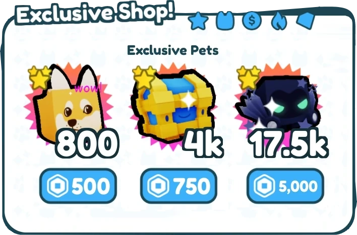 Tienda exclusiva de Pet Simulator X